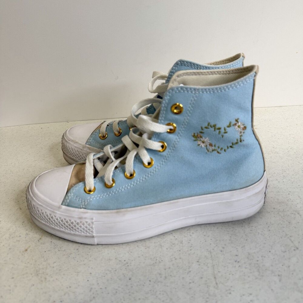 Converse High Top Embroidered Floral Shoes